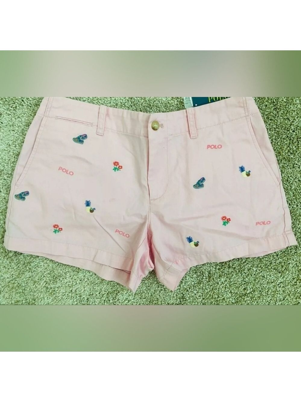 Polo by Ralph Lauren Pink Bermuda Shorts with Embroidered Butterflies - Picture 4 of 13